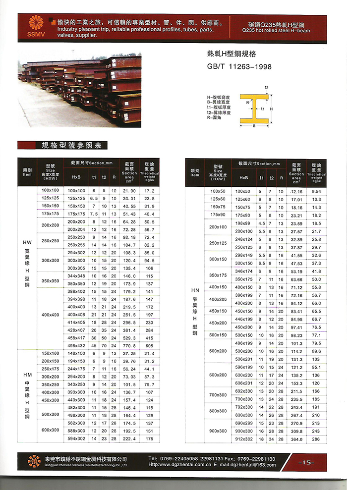 碳鋼Q235熱(rè)軋H型鋼
